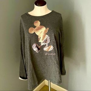Disneyland Mickey Mouse Sequin Gray Sweatshirt